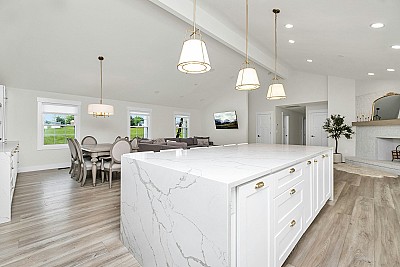 Modern kitchen with marble island