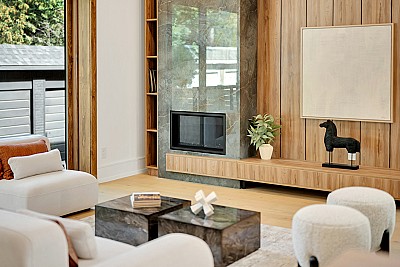 Living room with fireplace